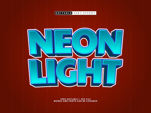 efecto de texto editable de luz de neón en un estilo de texto simple y moderno