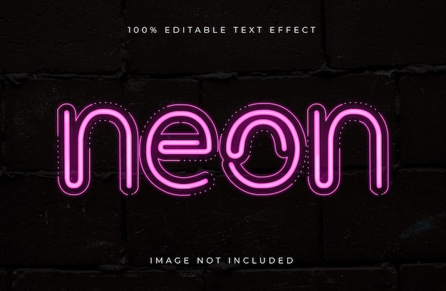 Vector efecto de texto editable con luz de neón