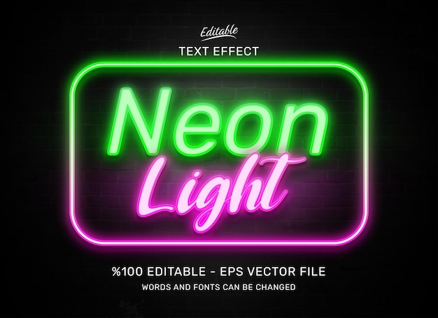 Vector efecto de texto editable de luz de neón