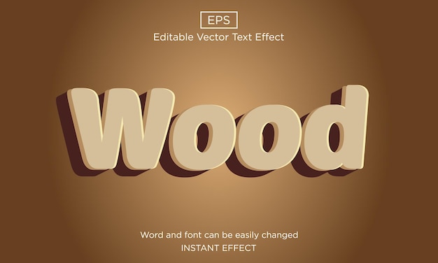 Efecto de texto editable de madera 3d Vector Premium