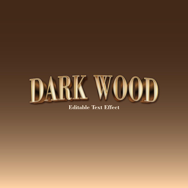 Efecto de texto editable de madera marrón oscuro