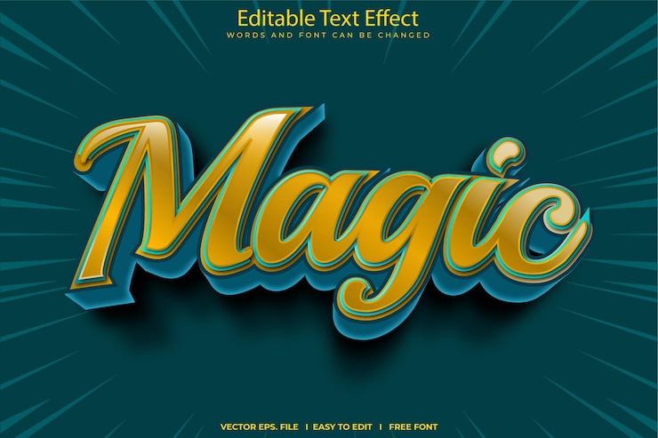 Vector efecto de texto editable mágico 3d