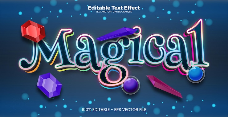 Vector efecto de texto editable mágico en estilo moderno de tendencia