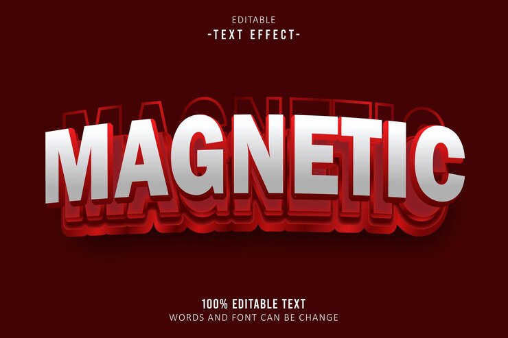 Vector efecto de texto editable magnético en relieve 3d de estilo moderno