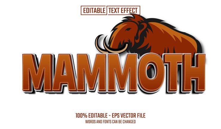 Vector efecto de texto editable de mamut