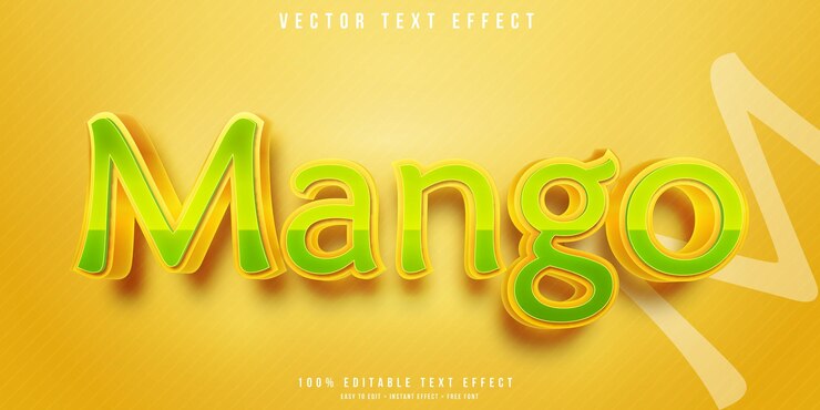Vector efecto de texto editable mango 3d