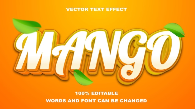 Vector efecto texto editable mango blanco y amarillo