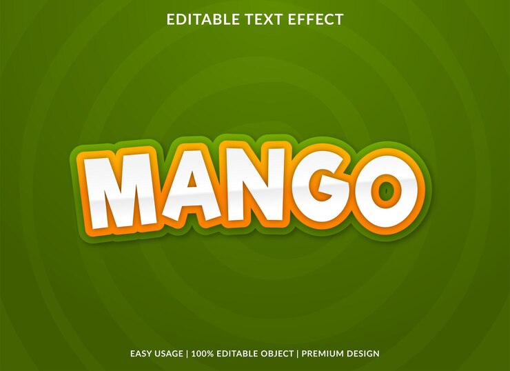 Vector efecto de texto editable de mango estilo premium
