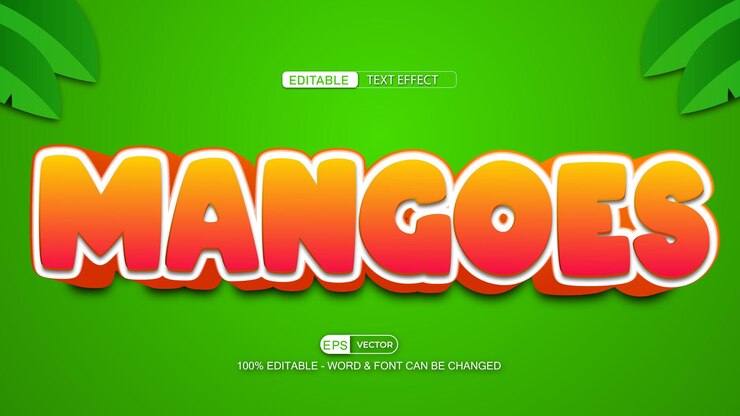 Vector efecto de texto editable de mango vector estilo 3d