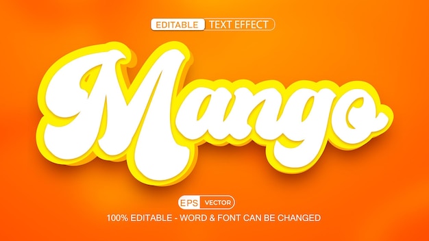 Efecto de texto editable de mango vector estilo 3d