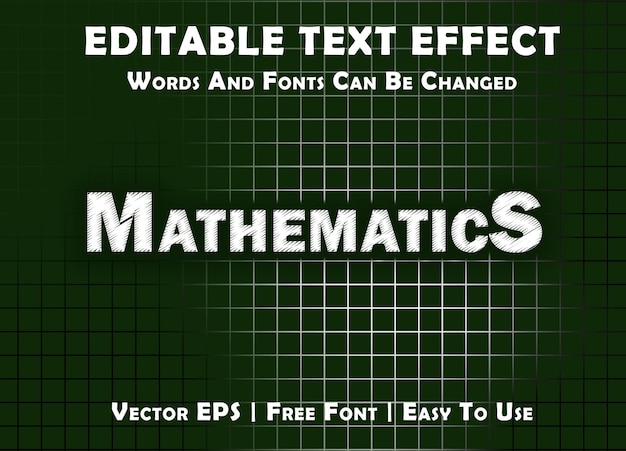 Vector efecto de texto editable de matemáticas, plantilla de efecto de texto editable en 3d