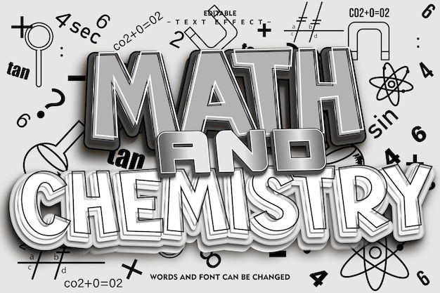 Efecto de texto editable de matemáticas y química Relieve 3D Estilo degradado moderno