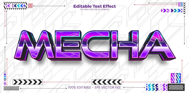 Vector efecto de texto editable mecha en el estilo de la tendencia cibernética moderna