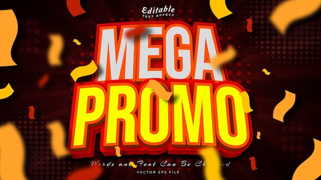 Vector efecto de texto editable de mega promoción