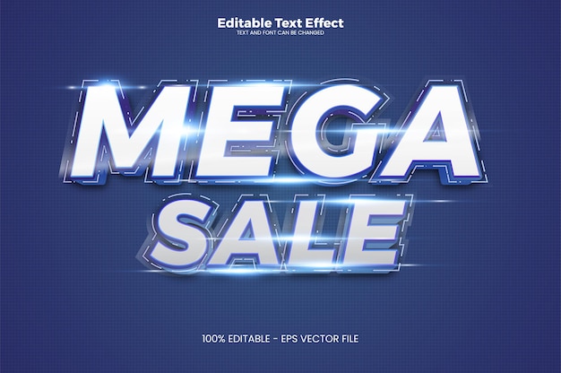 Efecto de texto editable de Mega Sale en estilo de tendencia moderno Vector Premium