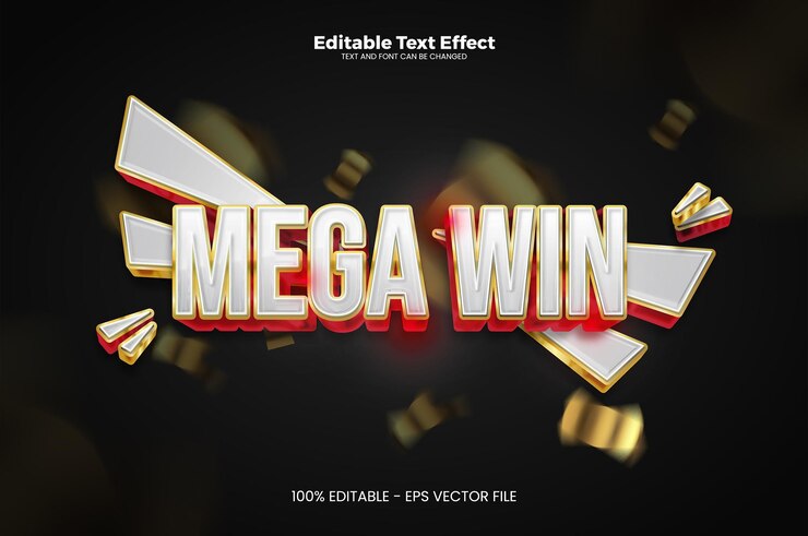 Vector efecto de texto editable mega win en estilo de tendencia moderno premium vector