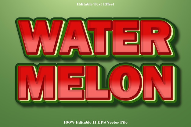 Efecto de texto editable de melón de agua Estilo de gradiente de relieve 3D