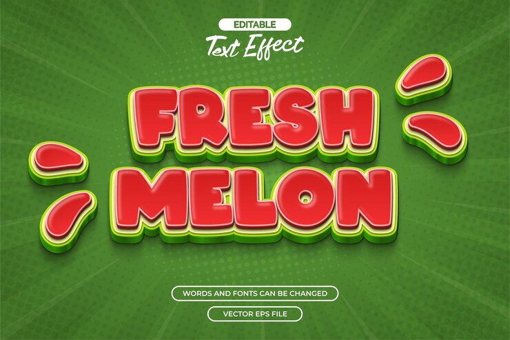 Vector efecto de texto editable de melón fresco