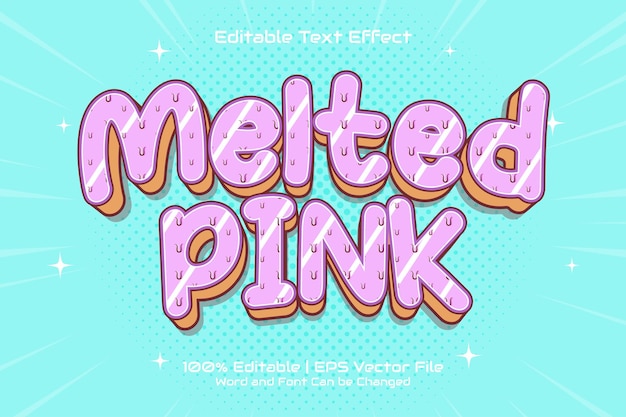 Efecto de texto editable Melted Pink 3D Flat estilo de dibujos animados
