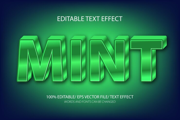 Vector efecto de texto editable de menta y estilo de texto editable