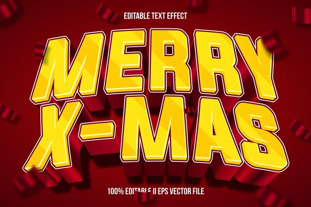 Efecto de texto editable de Merry X Mas Estilo de gradiente en relieve 3D