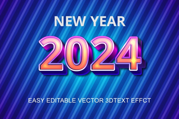 Efecto de texto editable de metal de año nuevo 2024