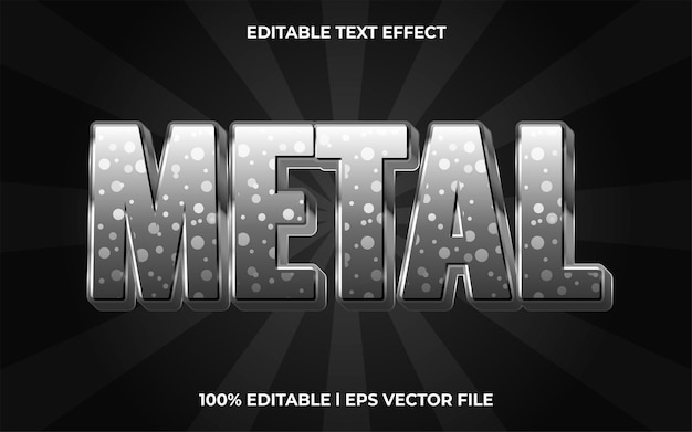 Efecto de texto editable de metal, estilo de fuente tipográfica con letras, texto 3d plateado para título