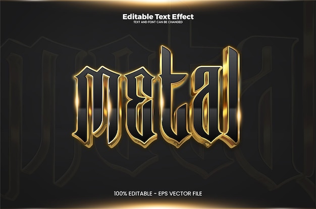 Efecto de texto editable de metal en estilo de tendencia moderna.