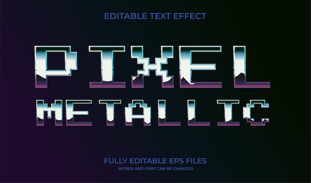 Vector efecto de texto editable metálico de píxeles 3d