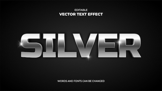 efecto de texto editable metalizado plateado 3d