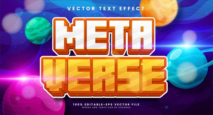 Vector efecto de texto editable metaverse 3d adecuado para el tema de la tecnología digital