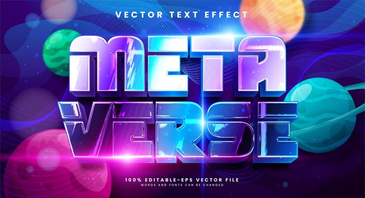 Vector efecto de texto editable metaverse 3d adecuado para el tema de la tecnología digital