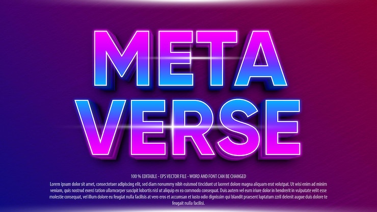 Vector efecto de texto editable de metaverso 3d estilo futuro