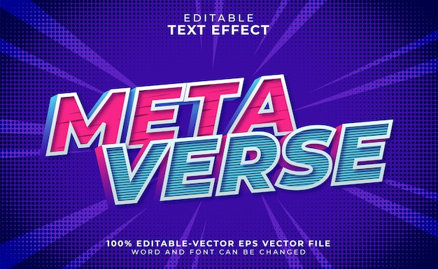 Efecto de texto editable de metaverso con estilo retro.