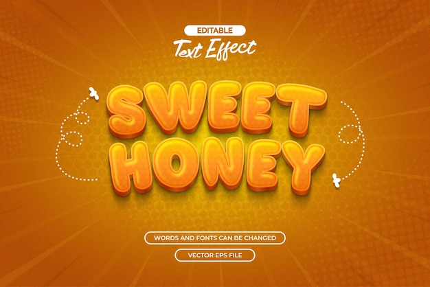 Efecto de texto editable de miel dulce