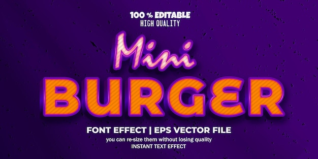 efecto de texto editable mini hamburguesa