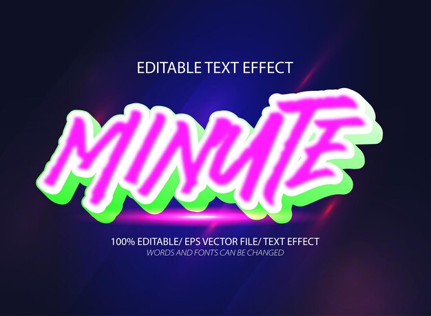 Efecto de texto editable de minuto 3d y estilo de texto editable