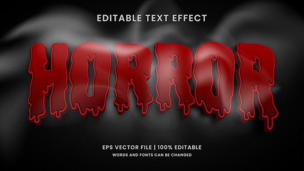 Vector efecto de texto editable de misterio de terror en 3d