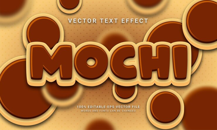 Vector efecto de texto editable mochi con tema de menú de comida dulce