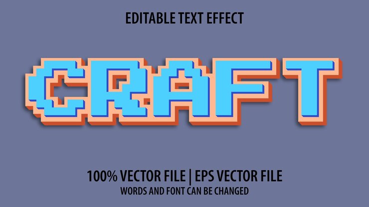 Vector efecto de texto editable moderno 3d craft y vector premium de estilo de fuente mínimo