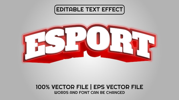 Efecto de texto editable moderno 3d esport y estilo de fuente mínimo