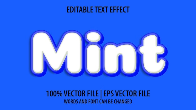 Efecto de texto editable moderno 3d mint y estilo de fuente mínimo