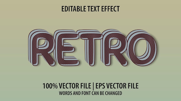 Vector efecto de texto editable moderno 3d retro y estilo de fuente mínimo