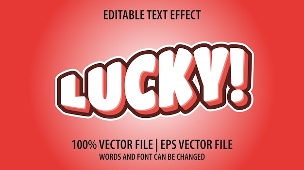 Efecto de texto editable moderno 3d ¡suerte! y estilo de fuente mínimo