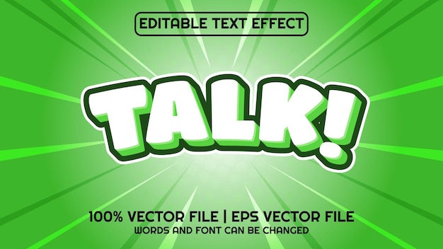 Efecto de texto editable moderno 3d TALK y estilo de fuente mínimo
