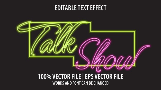 Efecto de texto editable moderno 3d talk show y estilo de fuente minimalista vector premium