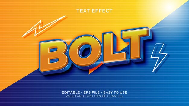 Vector efecto de texto editable moderno bolt