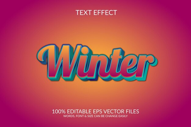 Efecto de texto editable moderno de invierno Efecto de estilo de texto eps vectoriales editables 3d