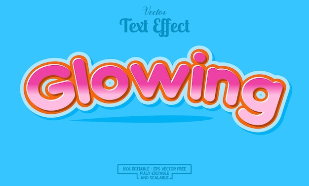 efecto de texto editable moderno que brilla intensamente sobre fondo azul