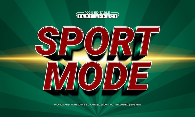 Efecto de texto editable en el modo deportivo con un estilo de texto de equipo y deporte